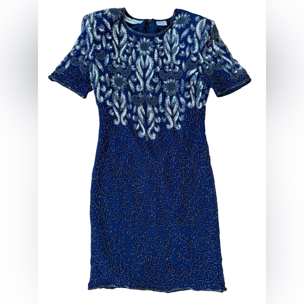 Vintage Night Vogue Sequinned Beaded Evening Dress